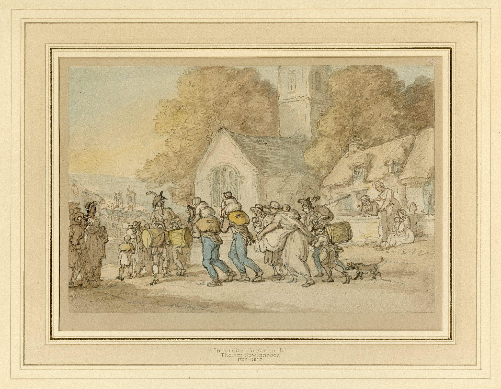 Thomas Rowlandson Figurative Art - Recruits on a March