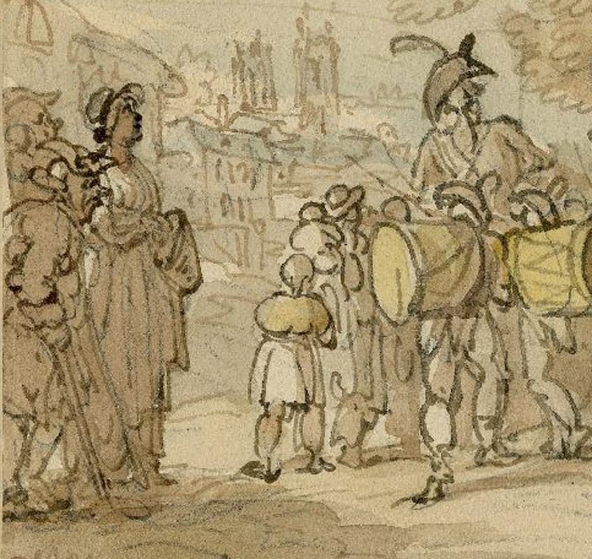 Recruits on a March - Romantic Art by Thomas Rowlandson