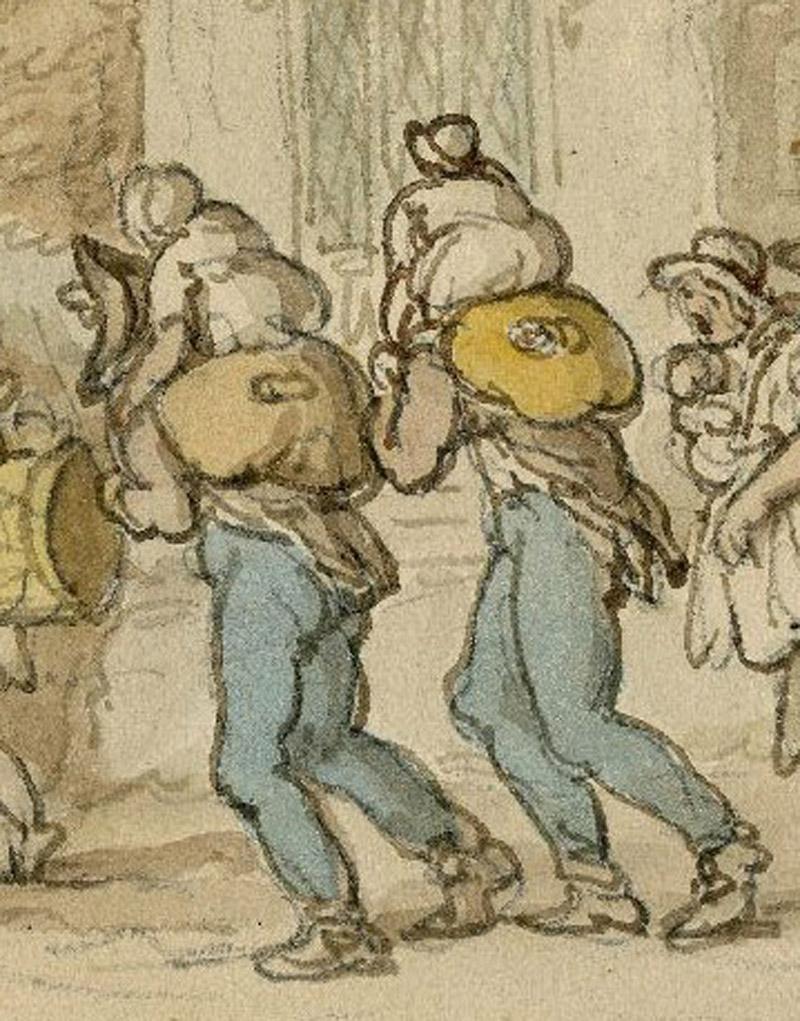 Recruits on a March - Beige Figurative Art by Thomas Rowlandson