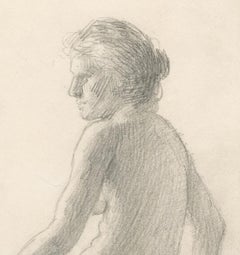 Vista laterale Nudo femminile seduto