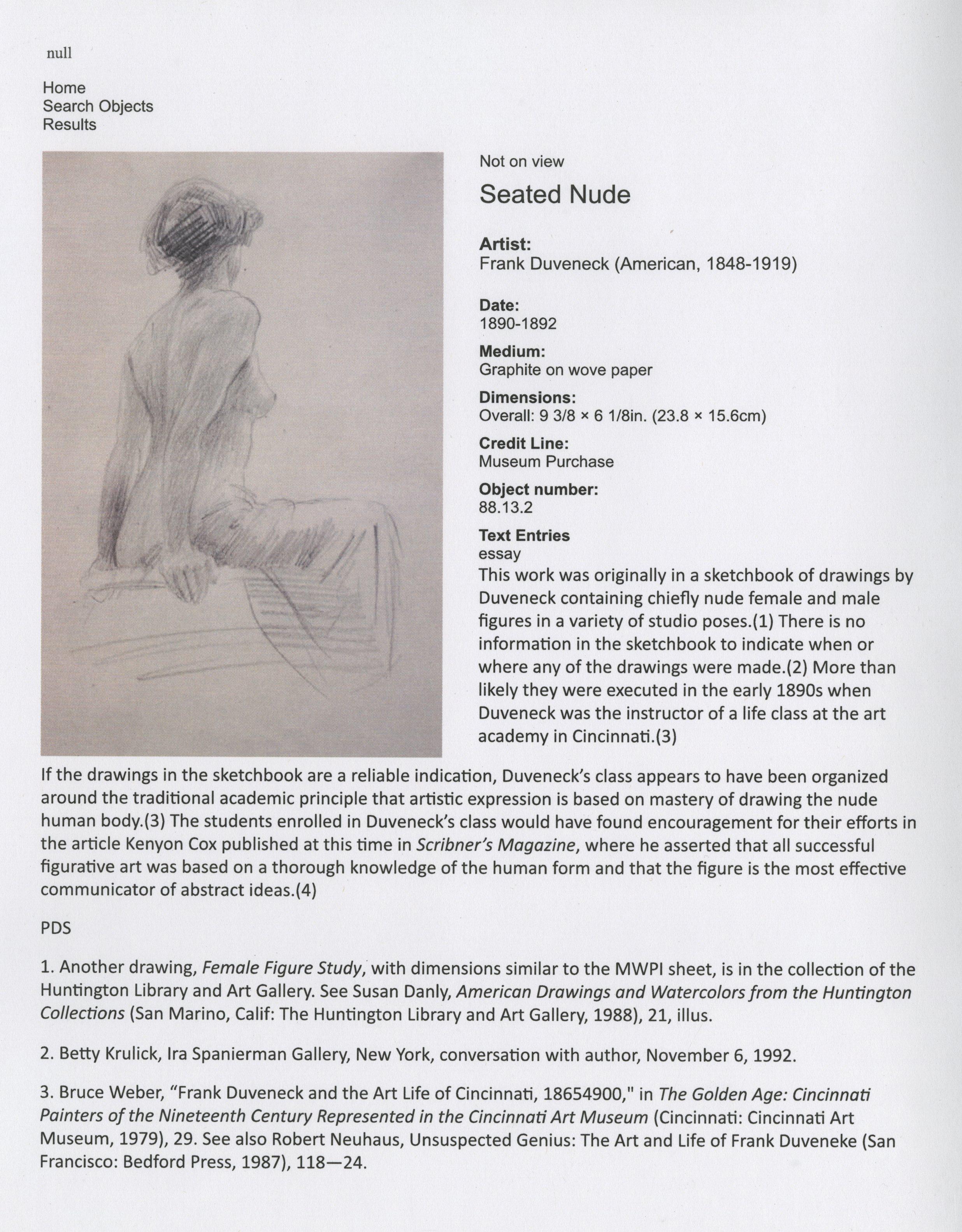 Side View Seated Female Nude For Sale 2