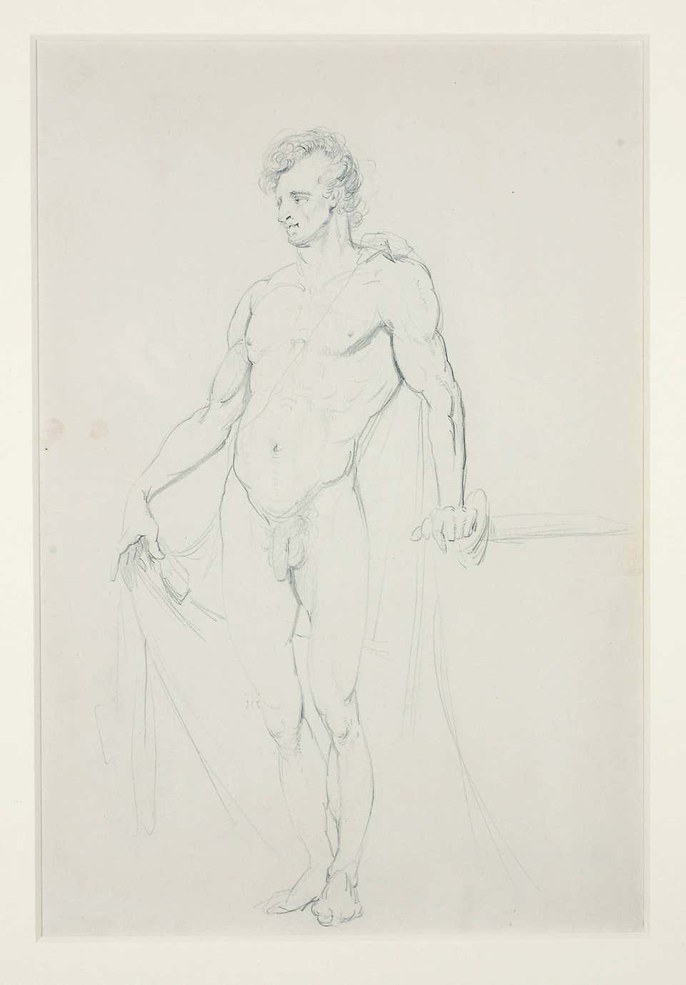 Standing Male Nude (recto) Study of the Head of the Standing Male Nude (verso)