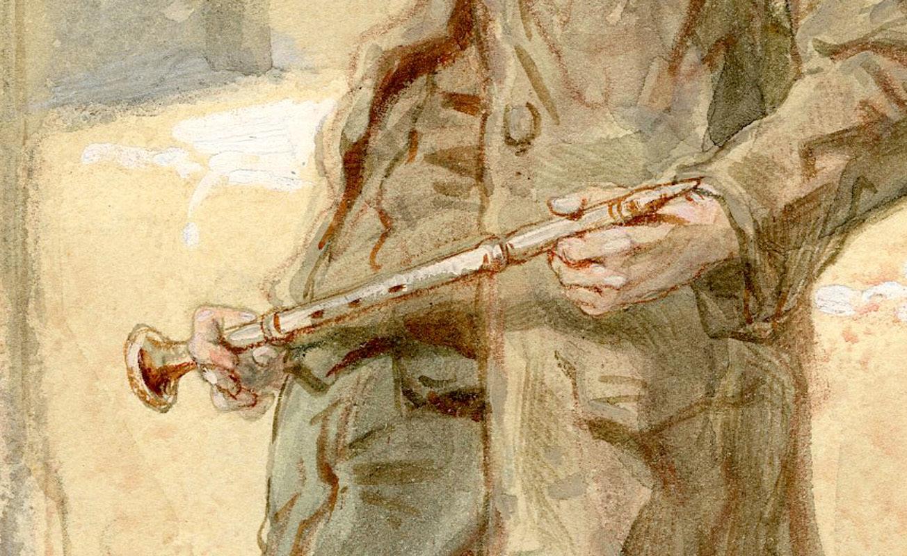 Senza titolo (Musicista con clarinetto) - Art Romantico di Paul Gavarni (Guillaume Sulpice Chevalier)