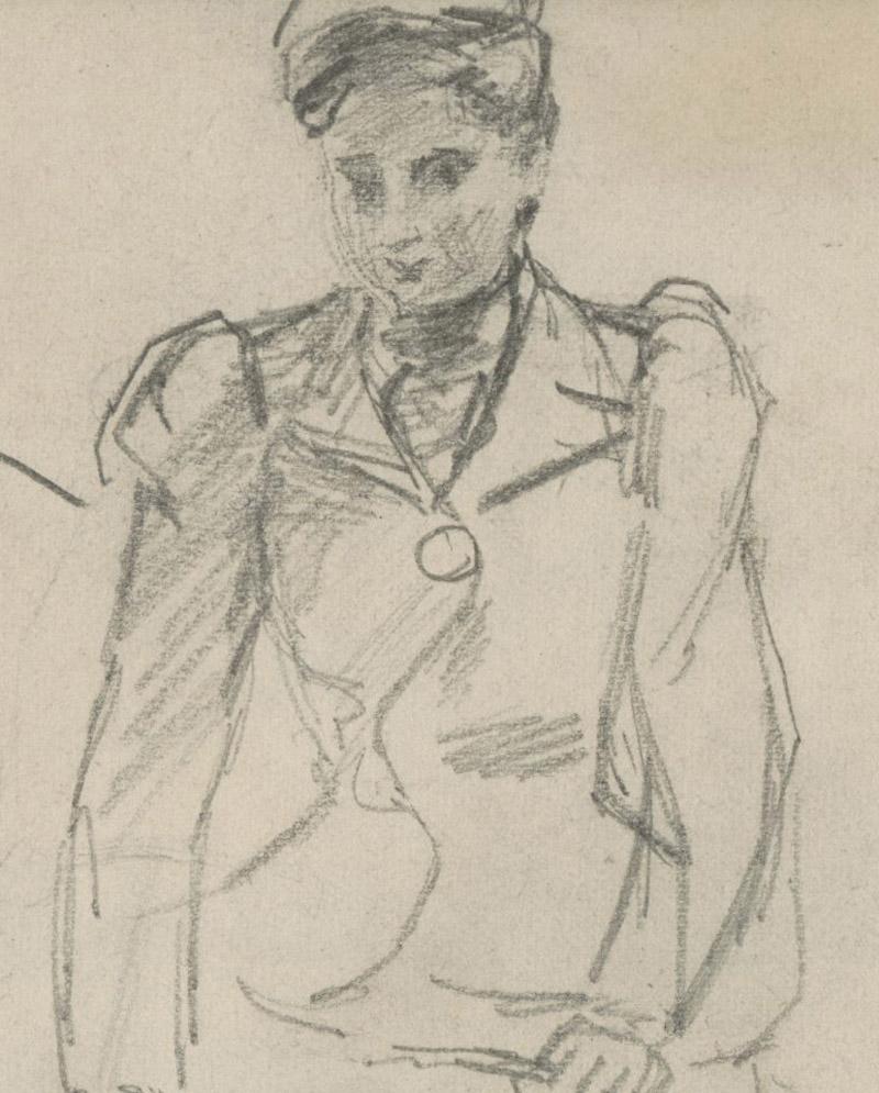 Frau mit Fahrrad: Zwei Ansichten – Art von Frank Duveneck