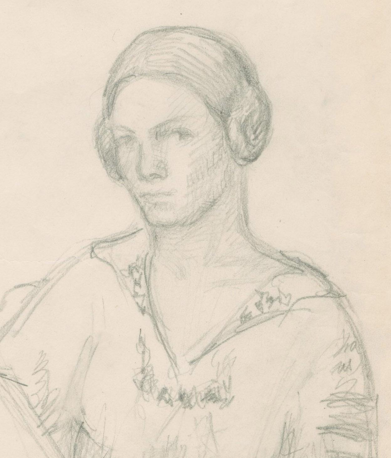Self Portrait sketching with Vignette in Profile
Graphite on thin wove paper, c. 1940's
Unsigned
Condition: Small nicks in the right margin, not affecting the image
Sheet size: 14 1/2 x 10 inches
Provenance: Paul Cadmus
                      Jon F.