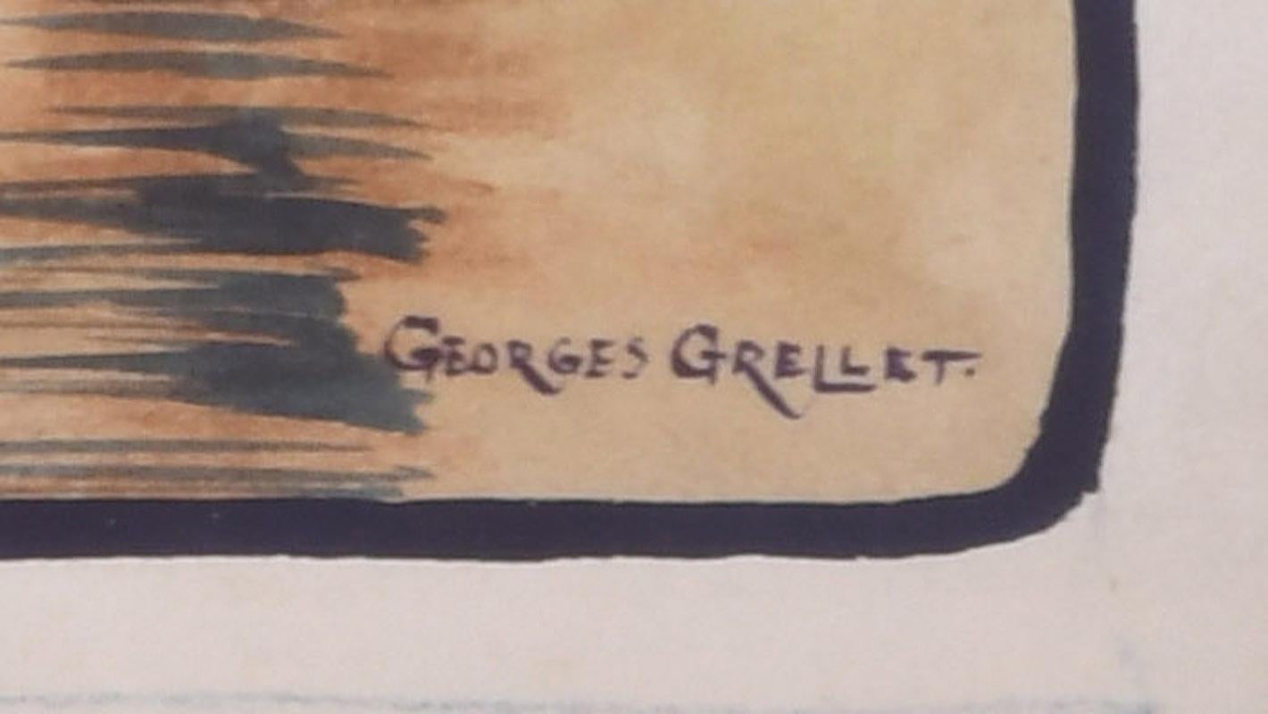 Ballarina lässt sich von Amor schminken
Aquarell und Gouache auf schwerem Velin, um 1905
Signiert mit Tinte unten rechts
Verso mit Bleistift betitelt
Zustand: Alterung auf dem Blatt
      Frische und lebendige Farben
Bildgröße: 19 5/8 x 12 3/4