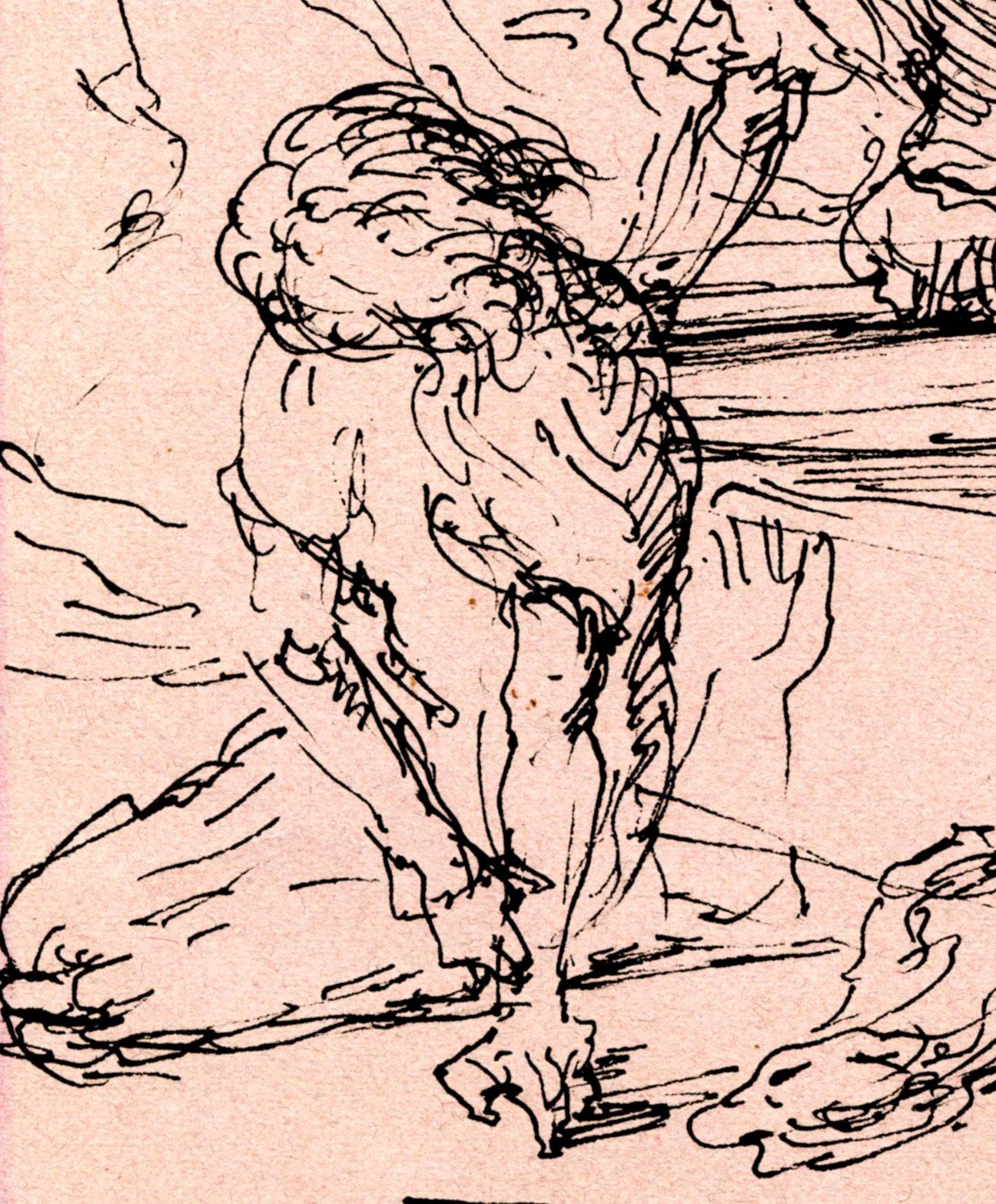 Veillee Sepulchrale; Verso: Studio di due figure in un paesaggio - Art di Eugene Berman
