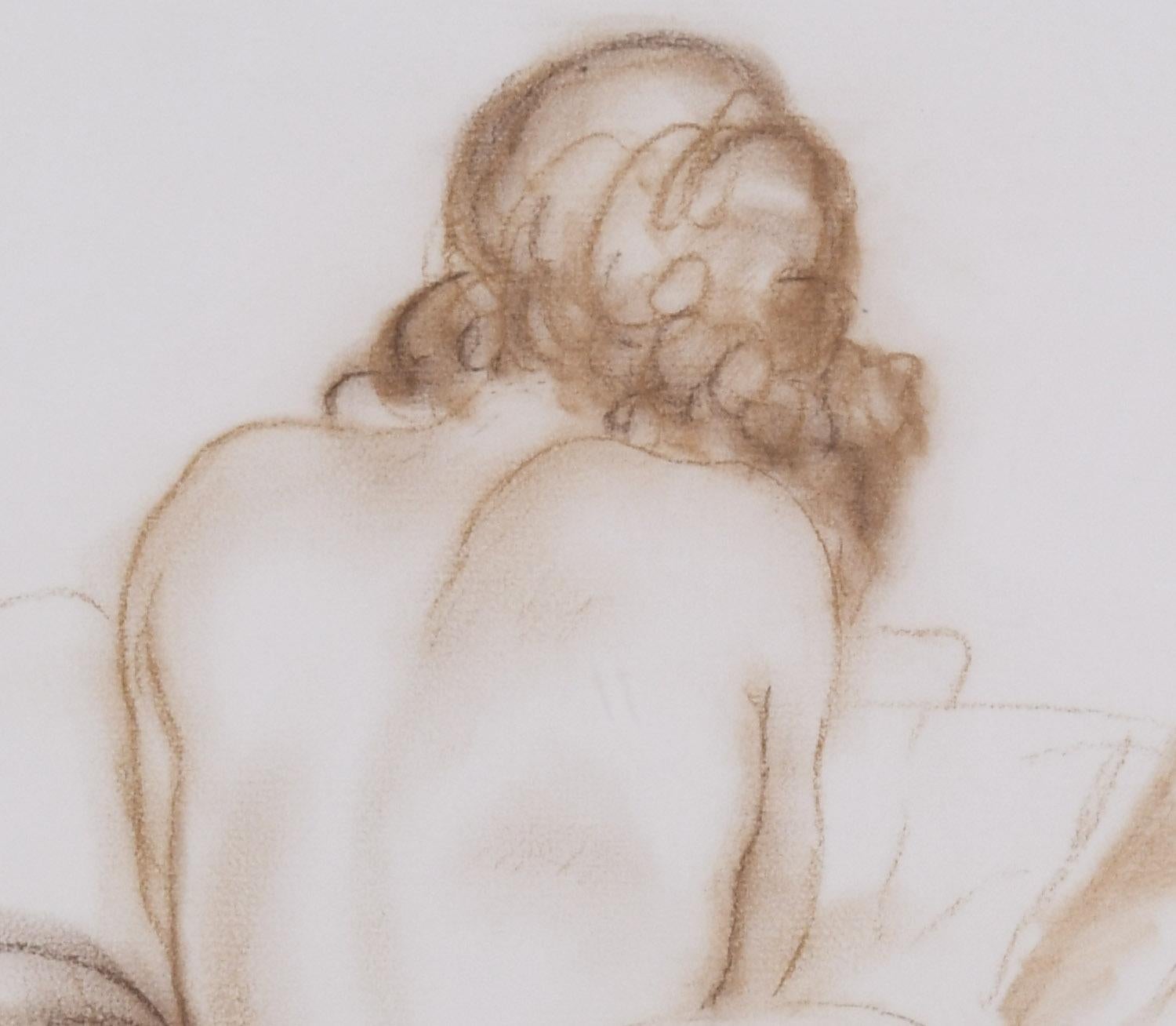Nudo femminile di Recling, visto da dietro - Art di Emil Ganso