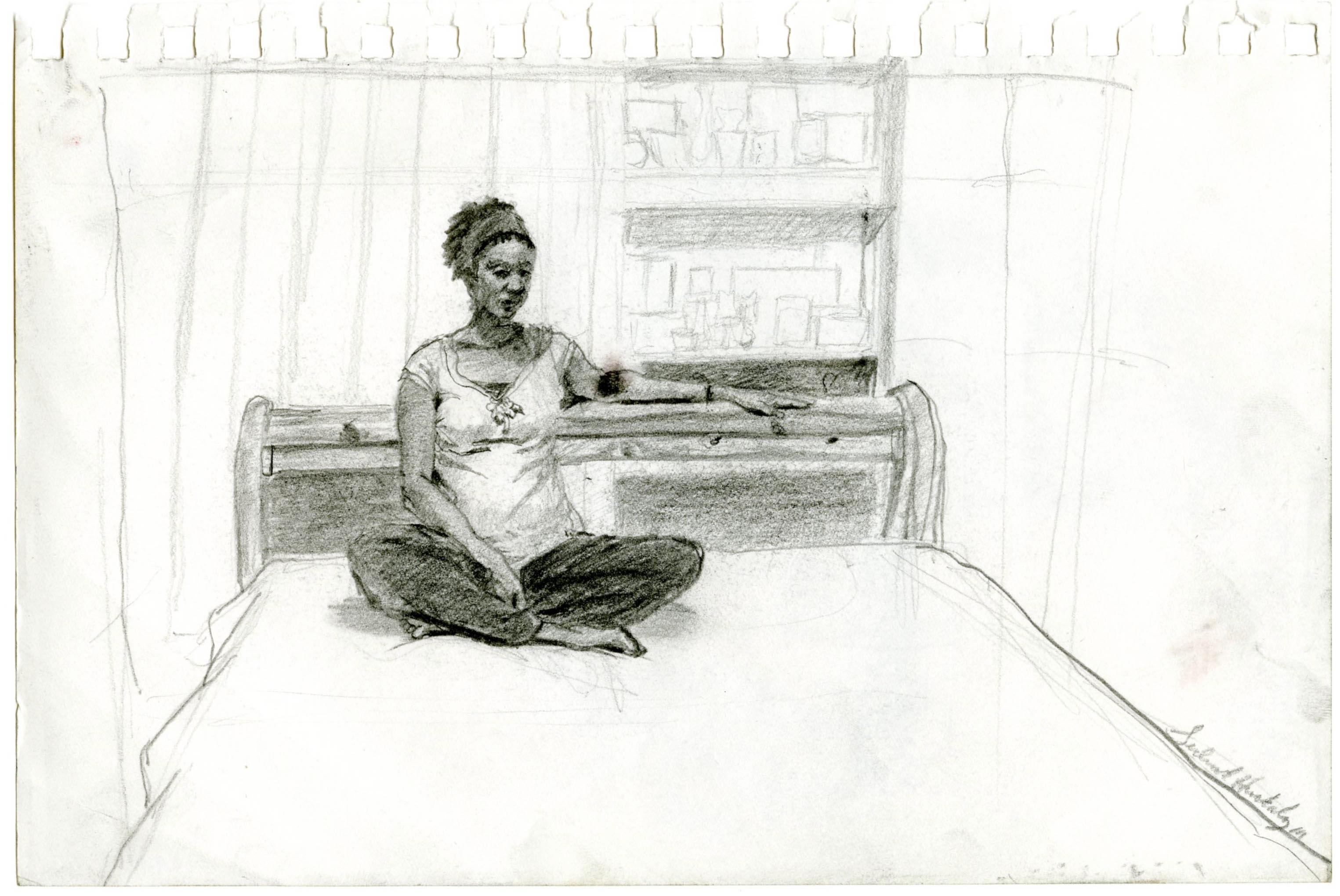 Sedrick Huckaby Figurative Art – Untitled (Letitia, schwanger mit Sonnenaufgang)