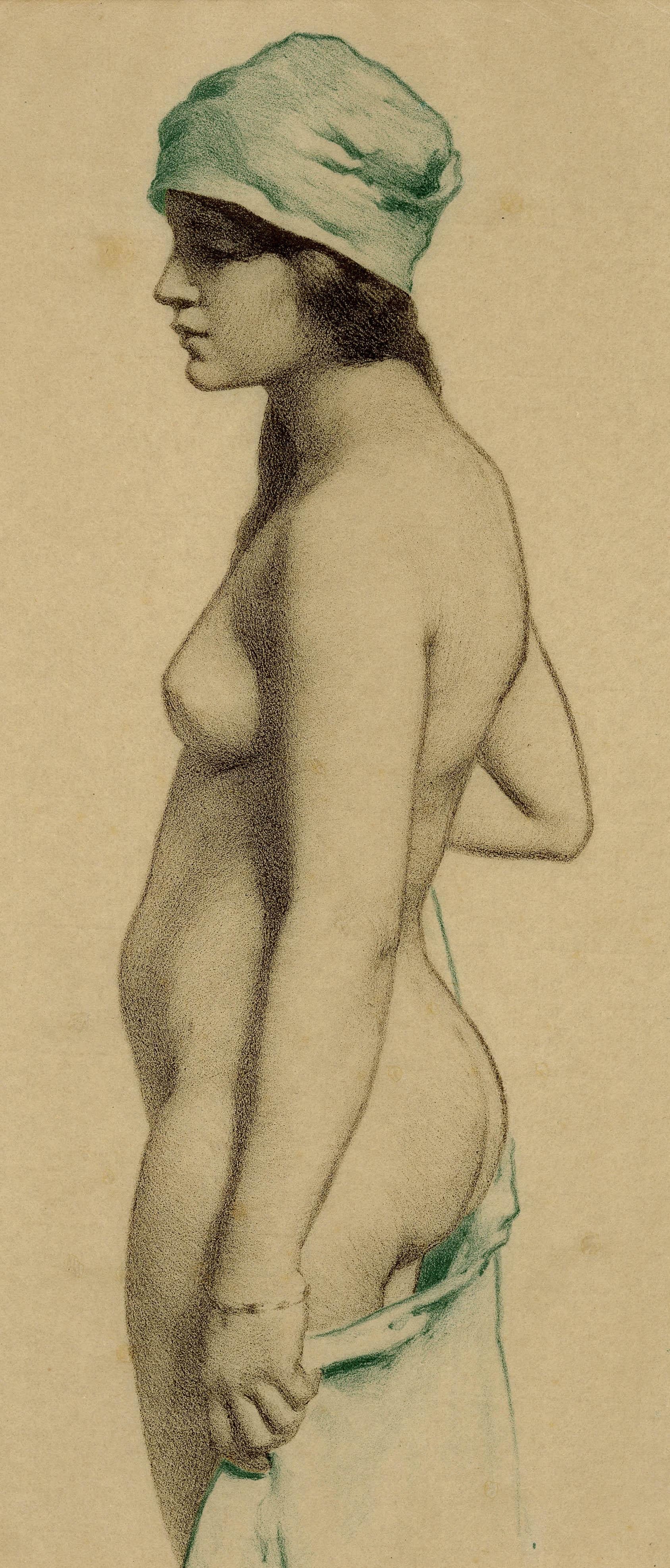 Nude with Headdress and Drape For Sale 2