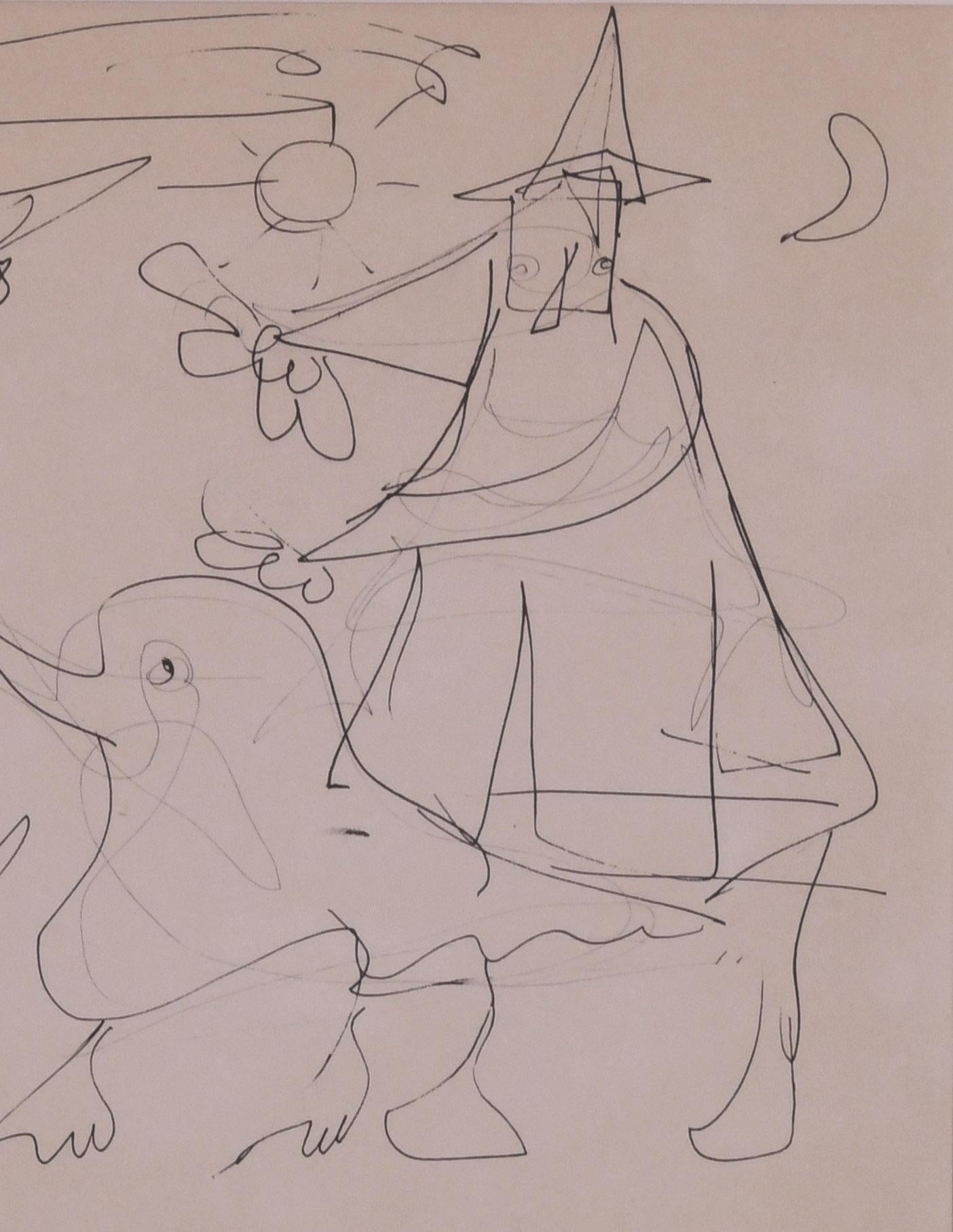 Untitled (Wizard Fantasy)
Pen and ink on paperboard, 1948
Signed and dated by the artist lower right
Extremely rare 