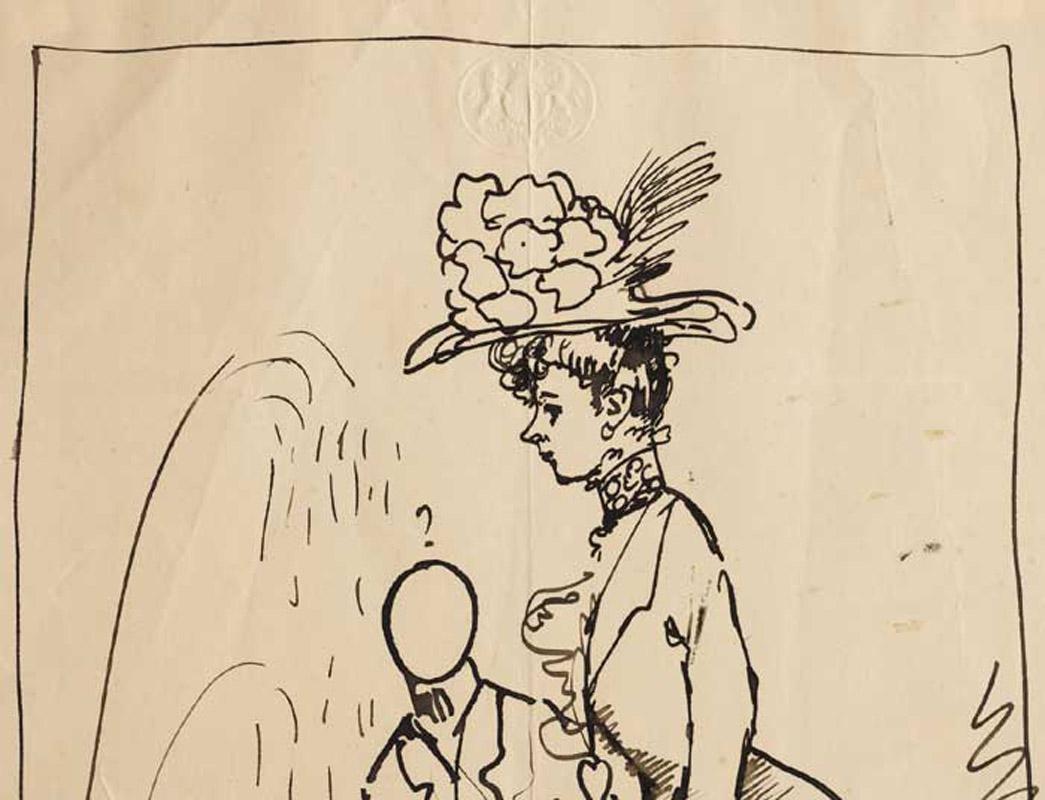 Sketch of a woman's head in profile For Sale 1