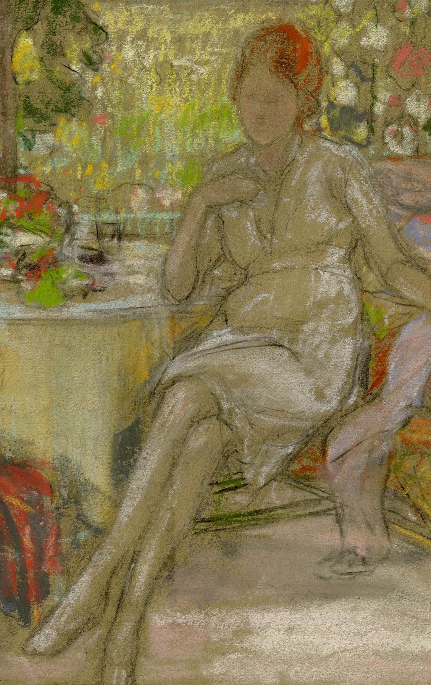 Donna su un patio
Pastello su carta, 1915 circa
Senza segno
Provenienza: Dono dell'artista alla moglie Mary Hess Buehr.
                      Per decenza alla nipote dell'artista, figlia di Will Hess
                      David Saltzman
            
