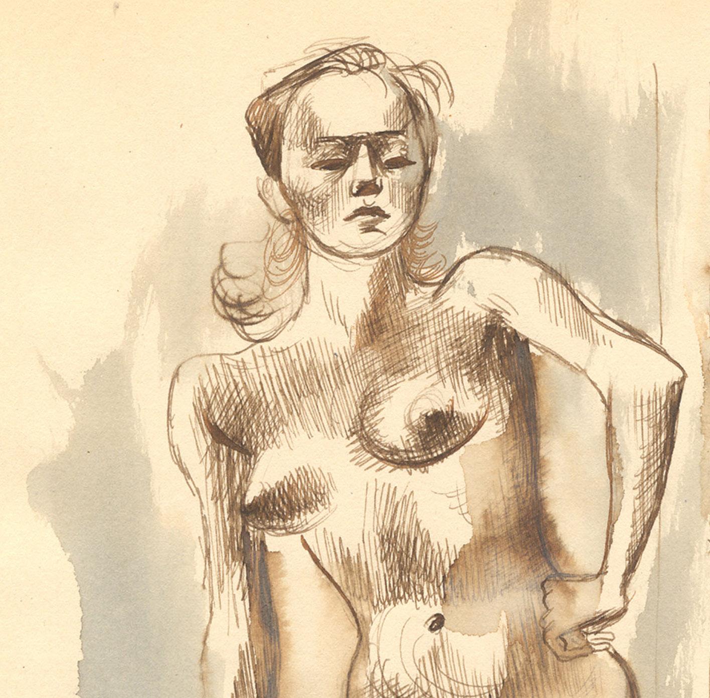 Nude in a Mirror - American Realist Art by Aaron Bohrod