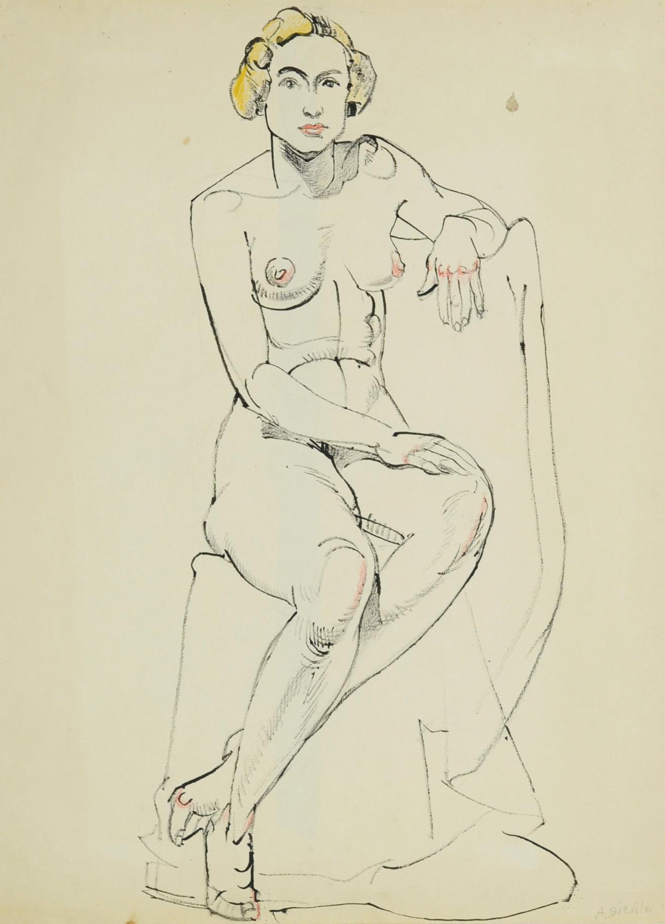 August F. Biehle Nude – Sitzender Akt
