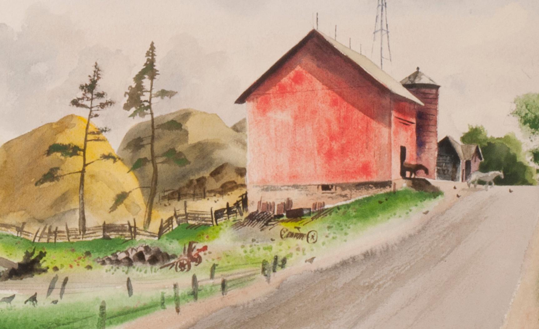 Horses Leaving the Barn - Art by Adolf Dehn
