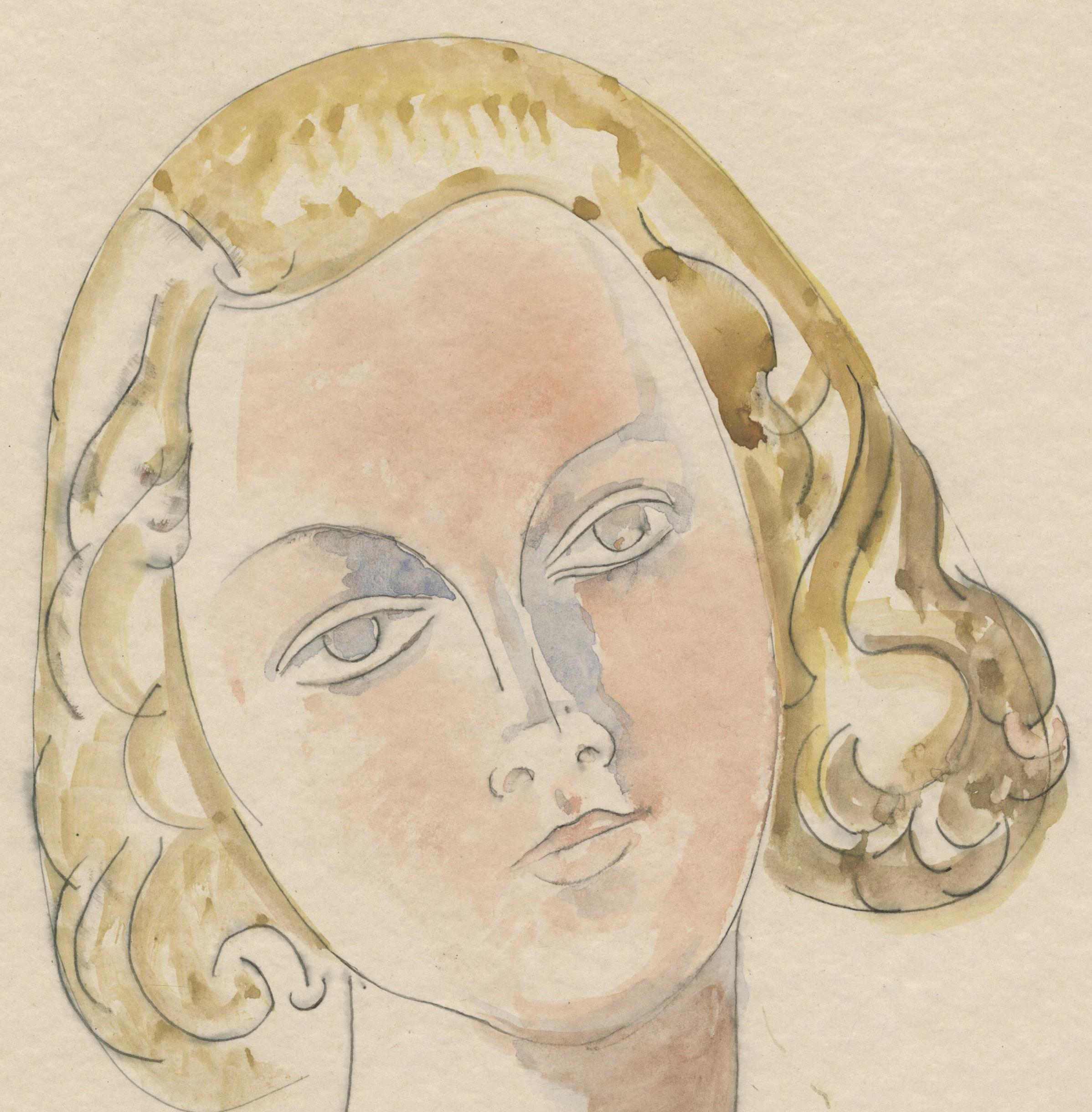Kopf einer jungen Frau mit blondem Haar (Amerikanische Moderne), Art, von William Sommer