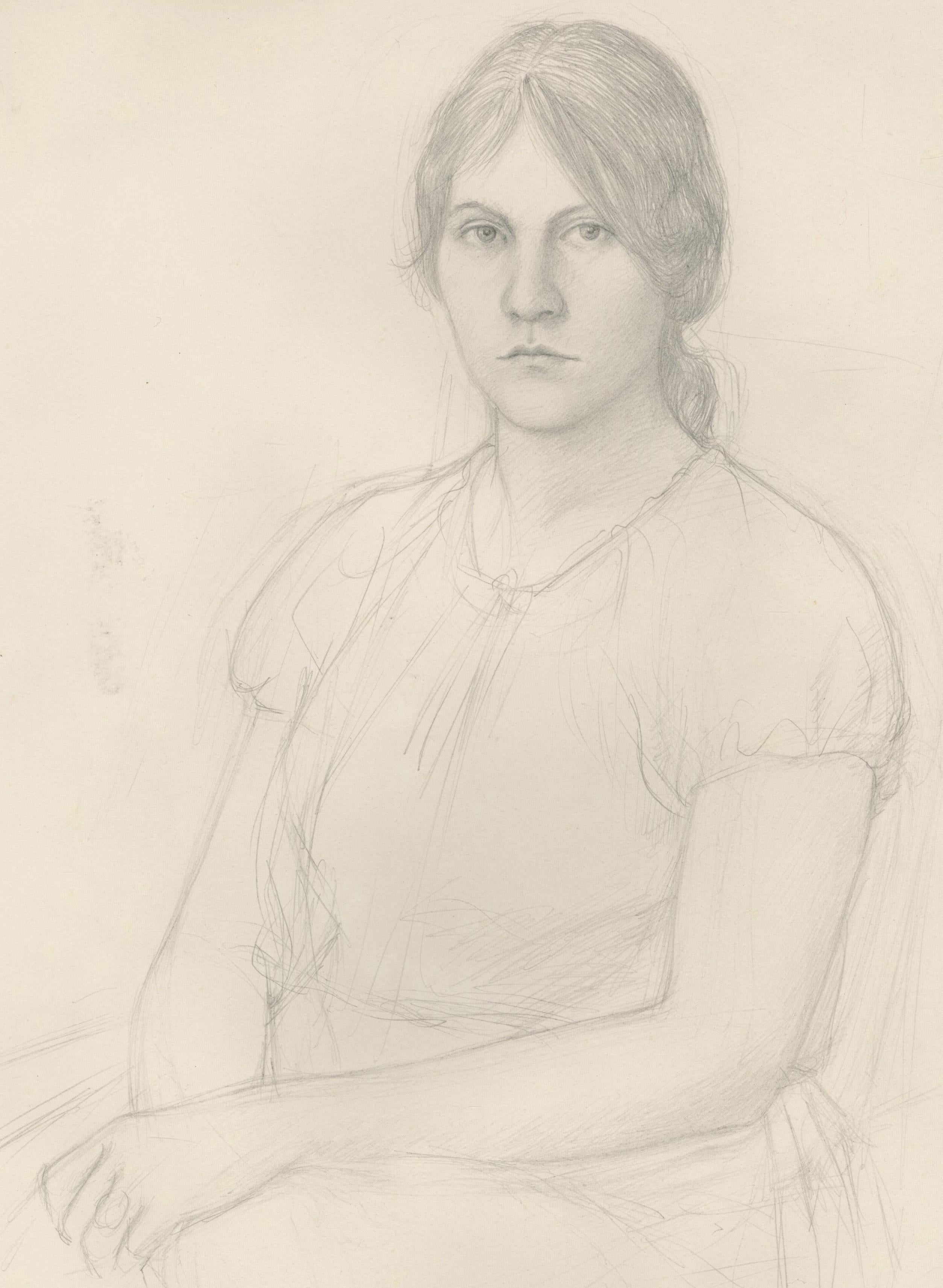 Untitled (Seated Young Woman) - American Realist Art by William Bailey