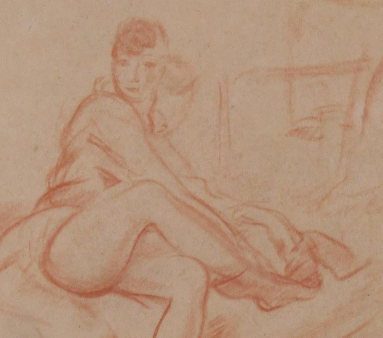 Senza titolo (Donna che si toglie le calze) - Art di Everett Shinn