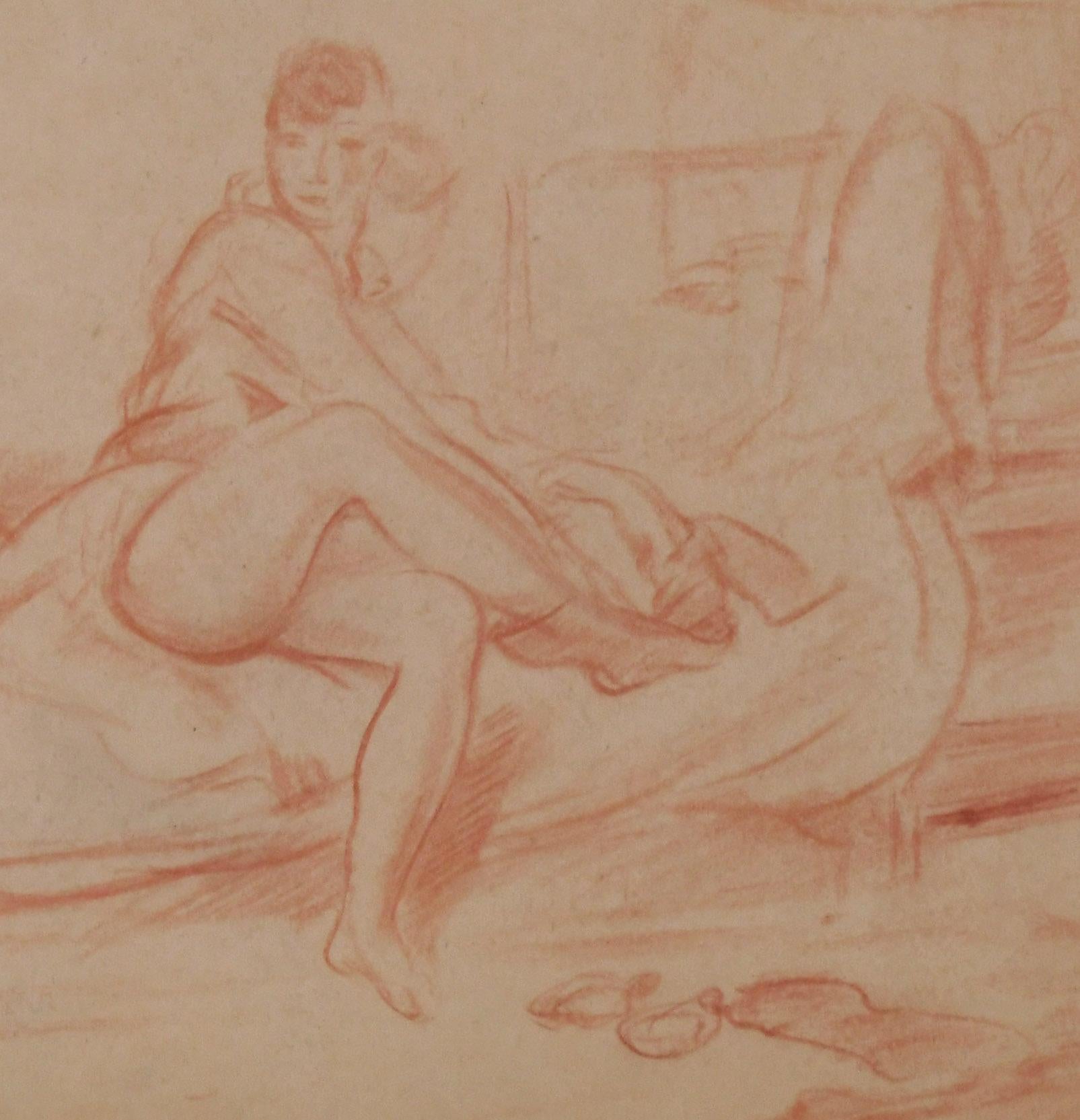 Senza titolo (Donna che si toglie le calze) - Art Ashcan School di Everett Shinn