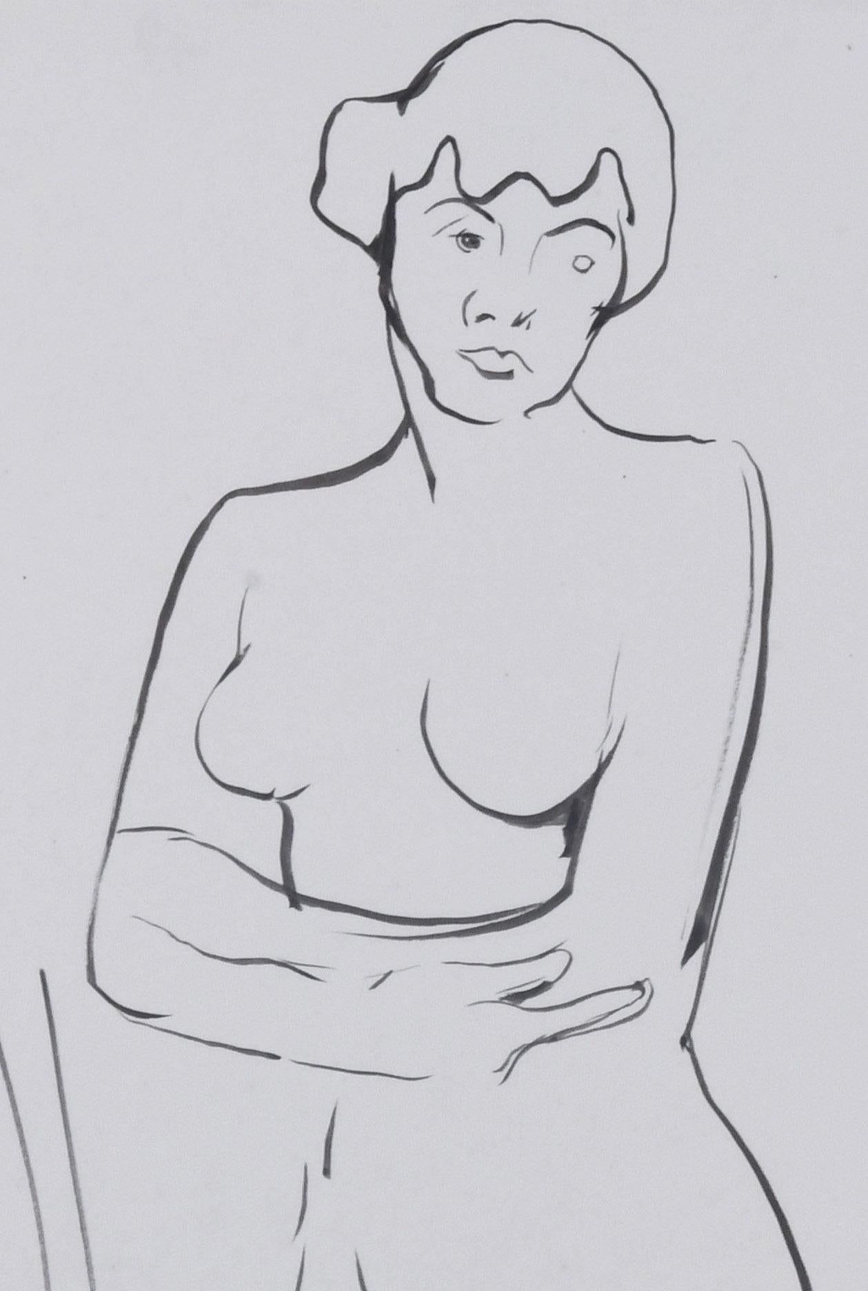 Standing Nude with Japanese Lanterns
Ink drawing on wove paper, mounted on wove paper support, c. 1916
Signed with the estate stamp B
Provenance: Estate of the Artist
                      Edward Sommer (his son)
                      Joseph M.