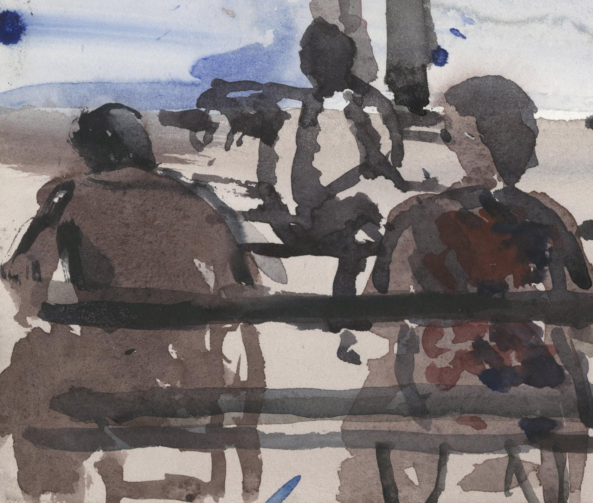 Ohne Titel (Figuren in einem Park) – Art von Lester Johnson
