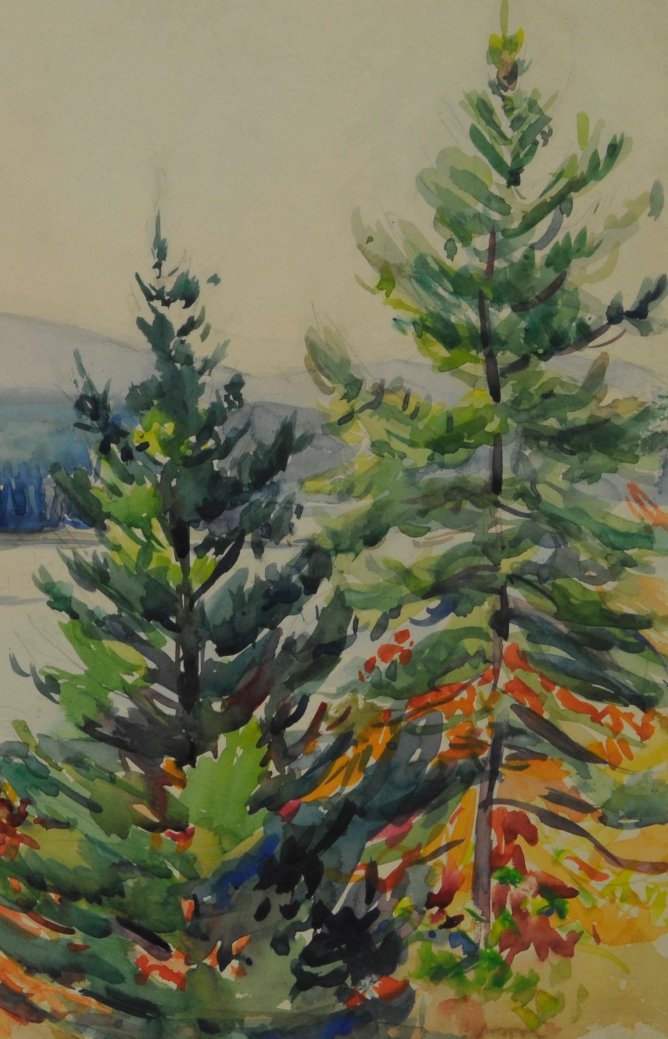 sin título (Paisaje otoñal de Maine a través de los estrechos del monte Desert) - Art de Greta Allen