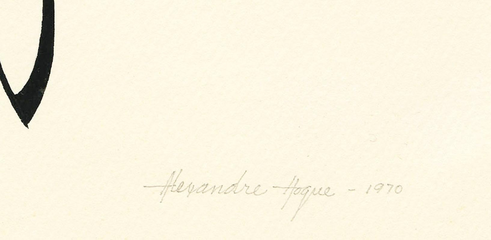 #45
Tinta sobre papel, 1970
Firmado, titulado y fechado a lápiz por el artista
Uno de una serie de dibujos, todos realizados en 1970, que surgieron del interés de Hogue por la caligrafía persa.  Estudió este arte en la Biblioteca Pública de Nueva