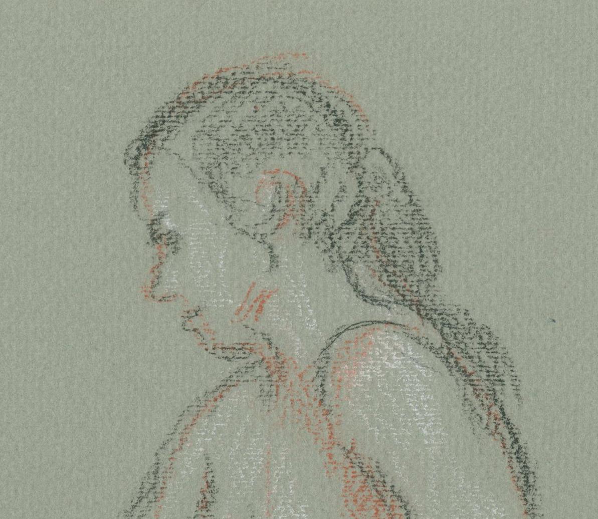 Nudo femminile reclinato appoggiato su un braccio - Art di Paul Cadmus