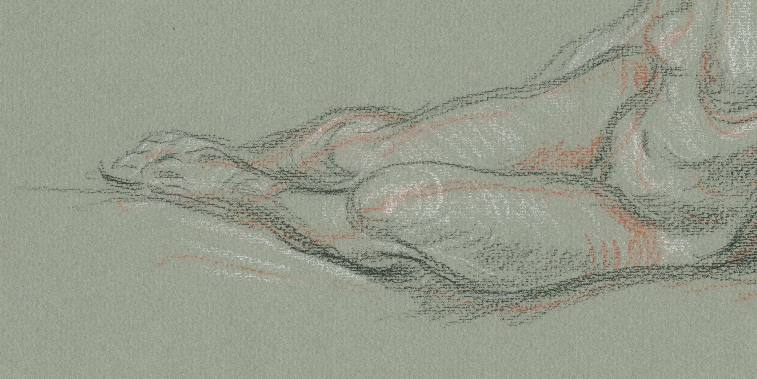 Nudo femminile reclinato appoggiato su un braccio - Art Realismo americano di Paul Cadmus