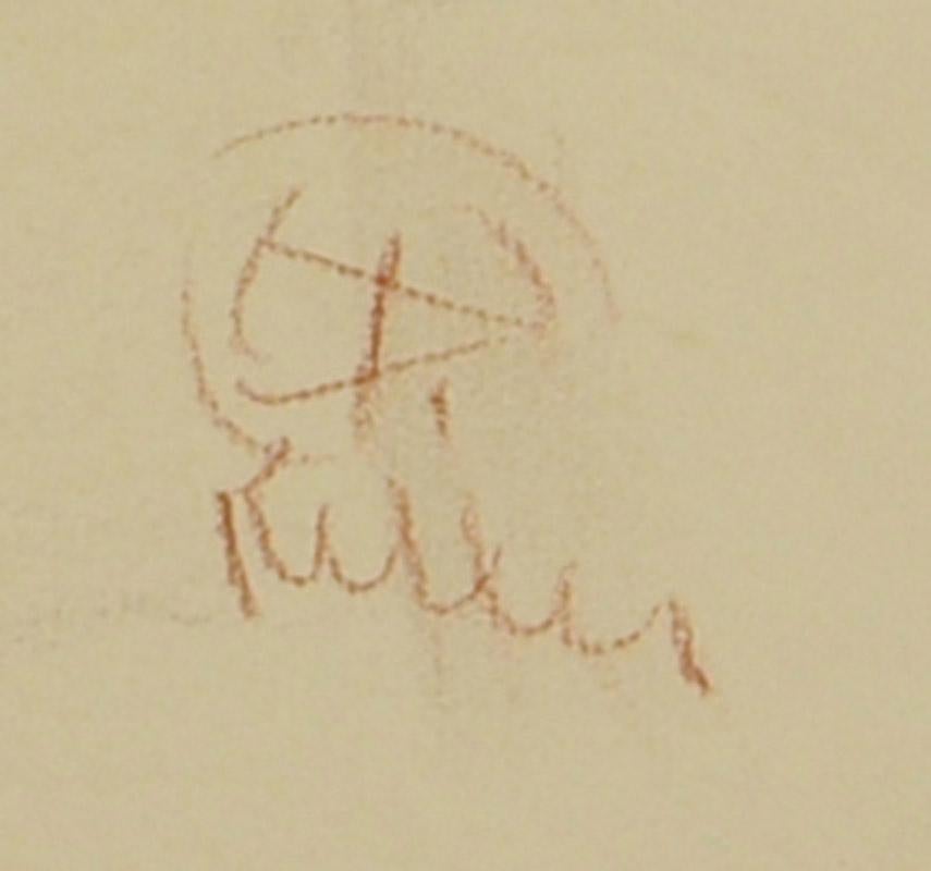 Desnudo Femenino Reclinado
Carboncillo y tizas de colores con reflejos blancos sobre papel verjurado canela, c. 1948
Firmado y monogramado por el artista abajo a la derecha
      (ver foto)
Dibujo de una obra maestra que demuestra el escorzo de las