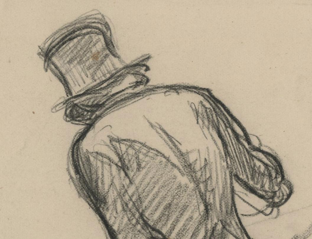 Sin título (Hombre de pie con paraguas detrás) - Art de Charles Maurin