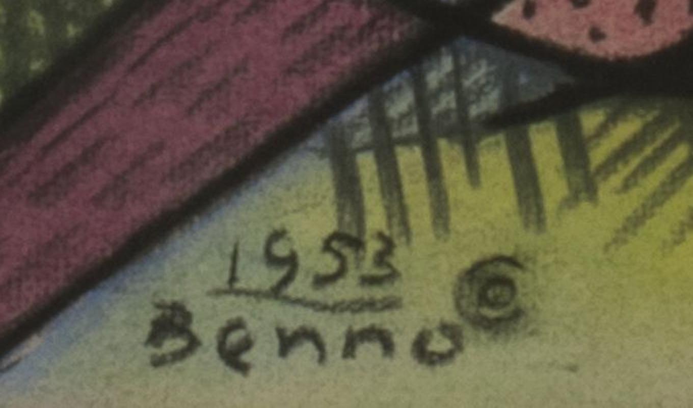 Preludio alla transizione
Pastello su carta, 1953
Firmato e datato in basso a sinistra (See One)
Dimensioni dell'immagine:  10 1/2 x 13 3/4 pollici
Dimensioni della cornice: 24-5/8 x 1-1/2 pollici
Esposto e illustrato: Museo Zimmerli, 1988,