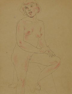 Desnudo sin título (Dibujo a tinta por las dos caras con tiza de color)