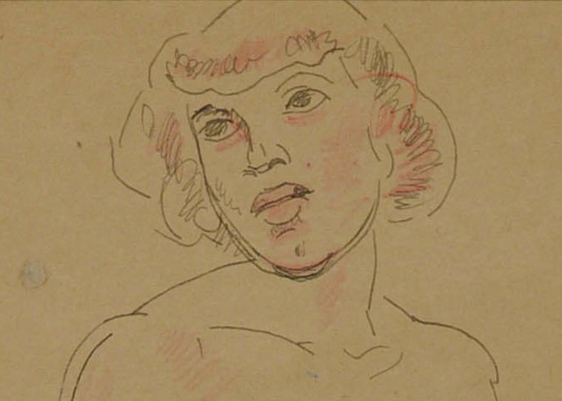 Desnudo sin título (Dibujo a tinta por las dos caras con tiza de color) - Art Escuela francesa de Henri Lebasque