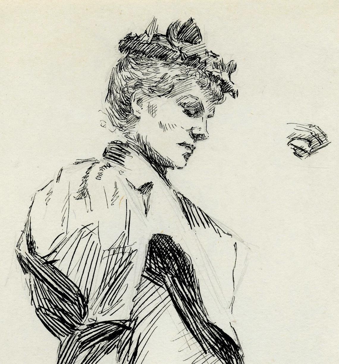 Femme debout de profil - Impressionnisme américain Art par Frederick Carl Frieseke