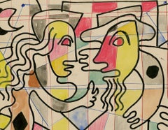 Untitled (Aztec heads in profile) A Prelimimary Study for a Mural