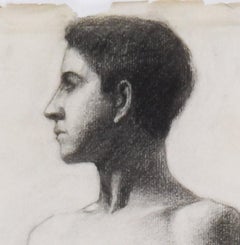 Academic Drawing of a Standing Male Nude with a Staff