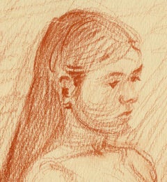 Female Nude, Recling, Conte crayon drawing, late 1980's