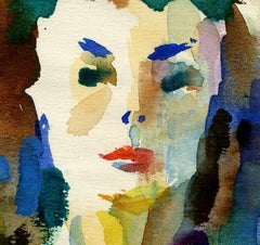 Masterpiece American Modern watercolor, Beautiful Woman, Signed