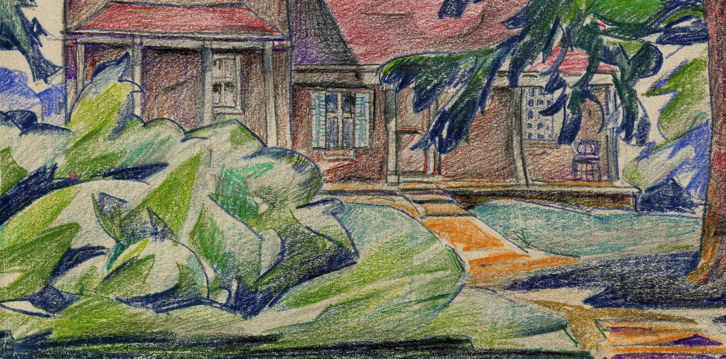 York Road, cerca de la carretera 82 - Landscape Art Gris de August F. Biehle