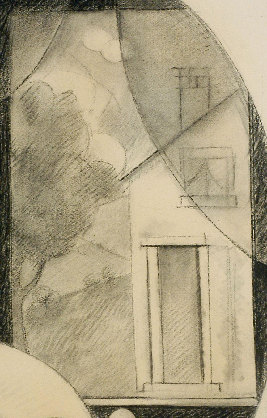 Mlle. Jeanne at the Window, No. II - Black Abstract Drawing by Benjamin G. Benno