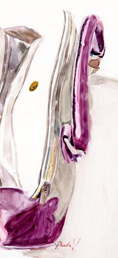 Baggage Claim (Bags #1) Watercolor Drawing, Contemporary, Signed, 2017