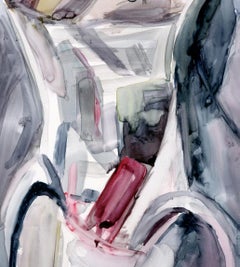 Baggage Claim #2 - Contemporary Watercolor on Yupo Paper, Signed
