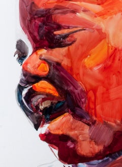 R Watercolor on Yupo, Contemporary Portrait, Signed, 2010s, 30x40 in