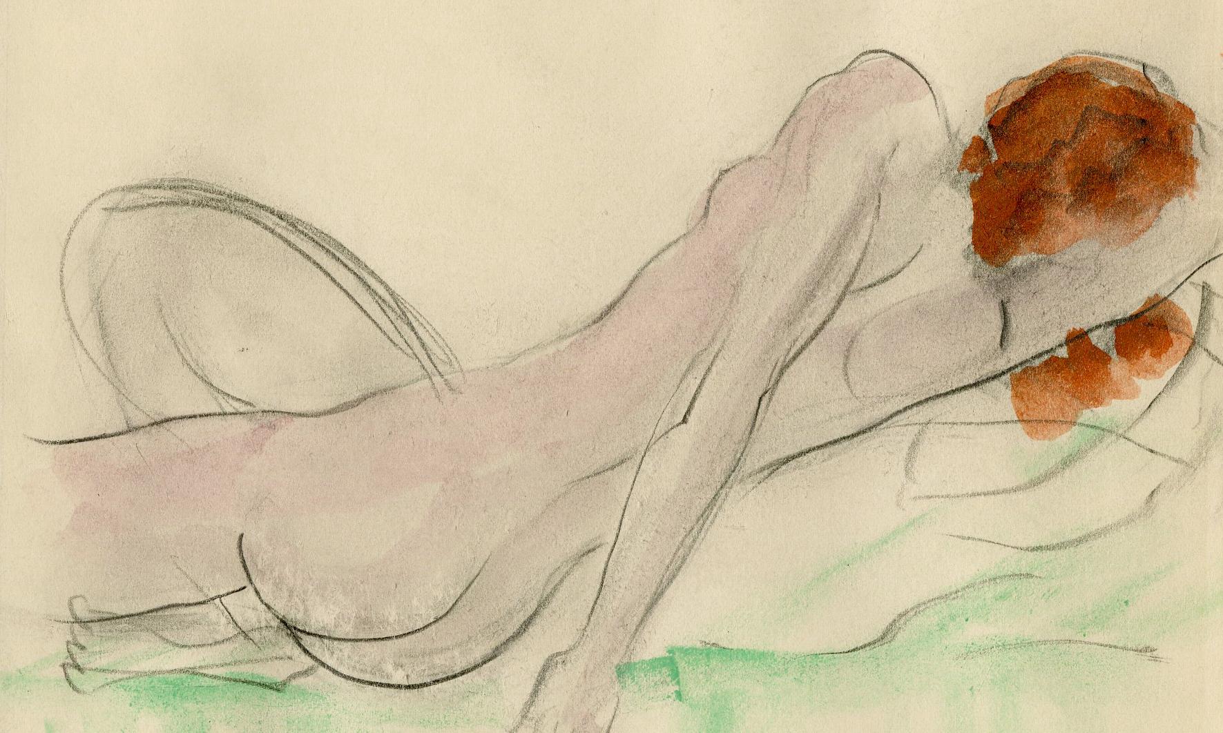 Reclining Female Nude - Art by Boris Lovet-Lorski