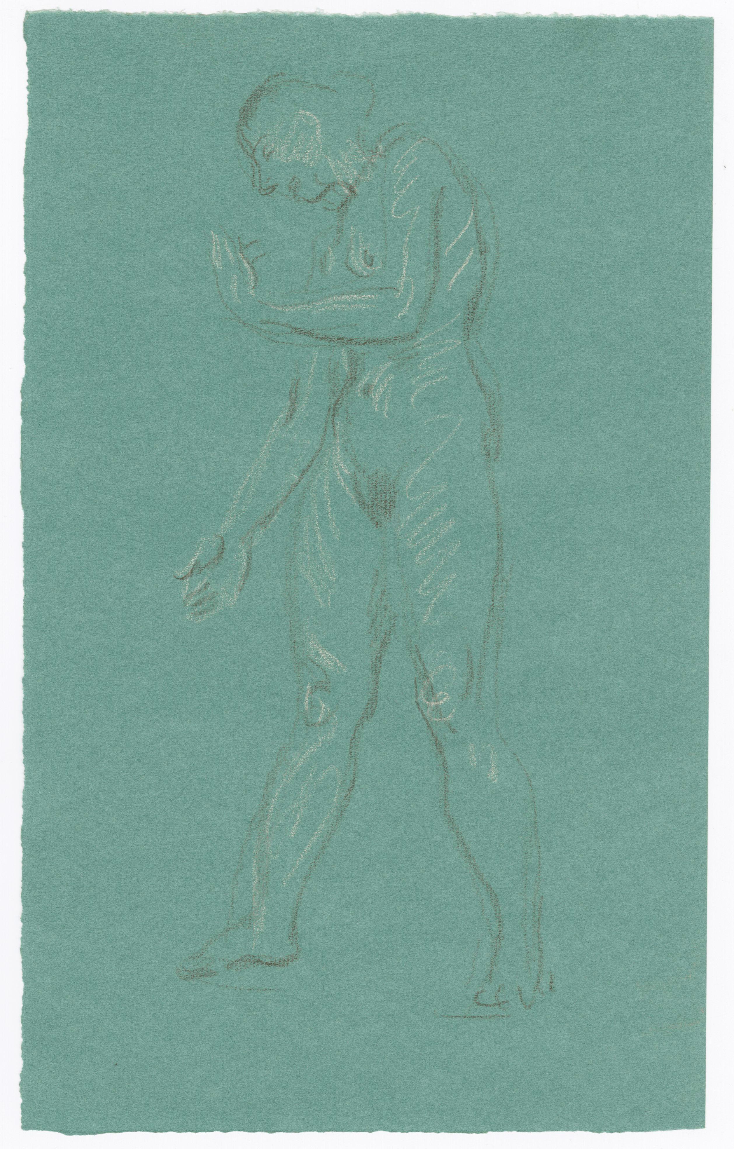 Double sided drawing: Standing Female Nude in Profile, Verso: Standing Female - Realist Art by Paul Cadmus