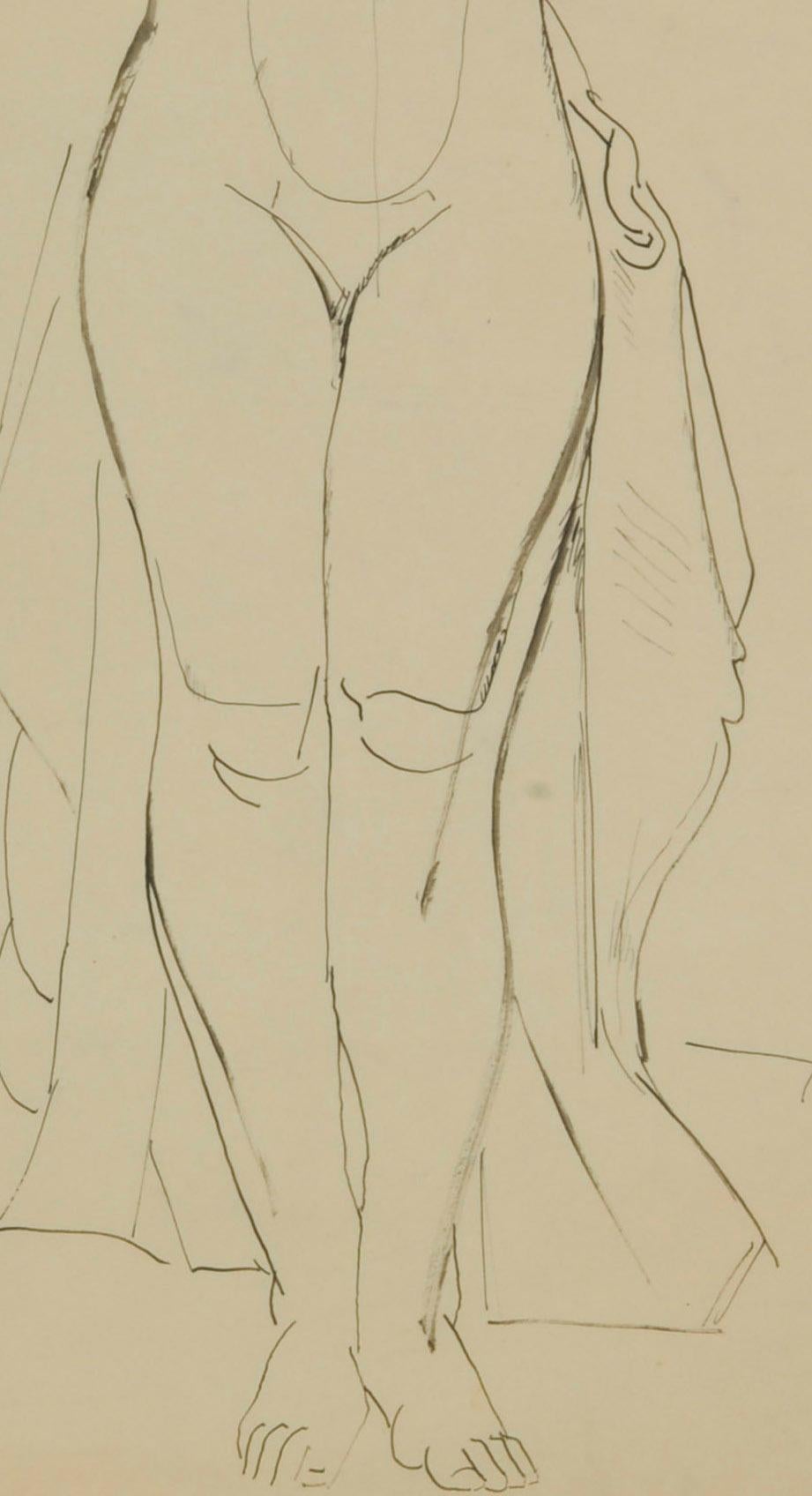 Stehender weiblicher Akt (Beige), Nude, von William Sommer