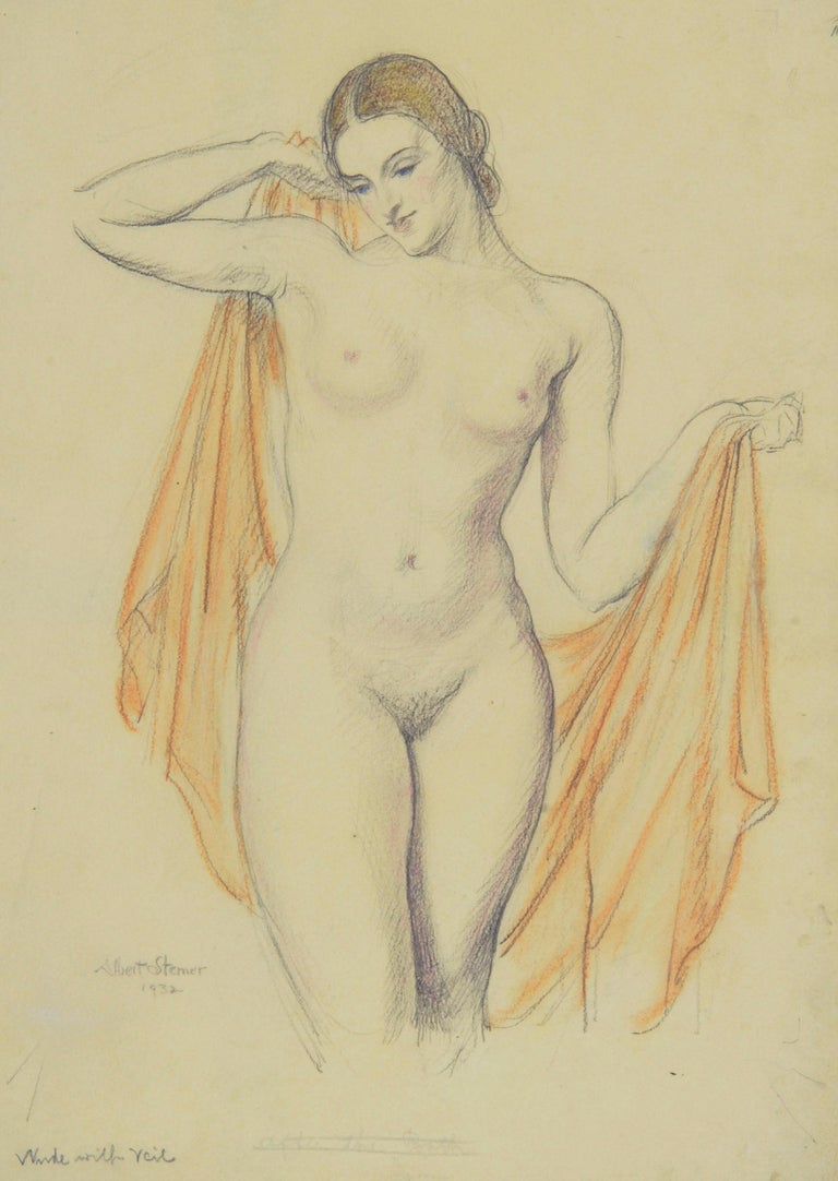 Nude with Veil - Art by Albert Edward Sterner