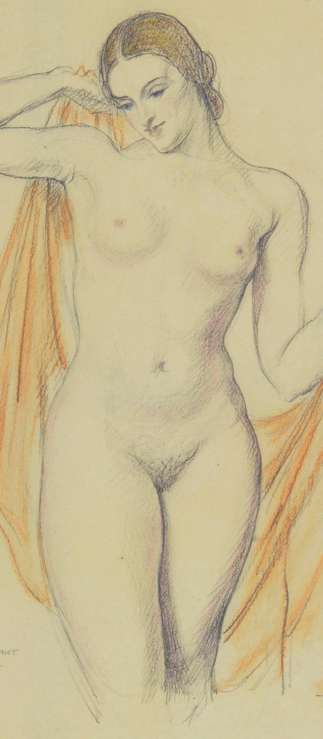 Nude with Veil - American Modern Art by Albert Edward Sterner